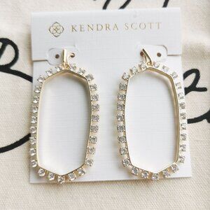 Kendra Scott Statement Earrings - Danielle Open Frame Crystal - Gold